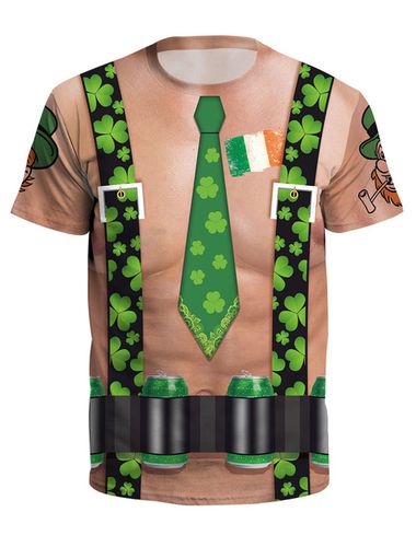 Carnevale T Shirt St Patricks Day Flesh 3D Clover T-shirt unisex irlandese a manica corta Costume Halloween - milanoo.com - Modalova
