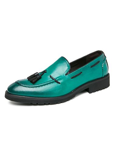 Scarpe mocassini per uomo Slip-on punta tonda nappe verdi scarpe eleganti in pelle scarpe da festa - milanoo.com - Modalova