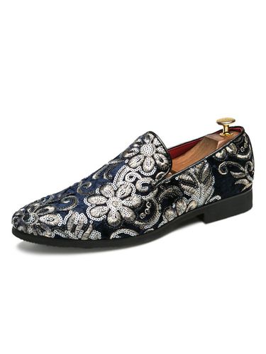 Scarpe eleganti slip-on a punta tonda con paillettes nere da uomo - milanoo.com - Modalova