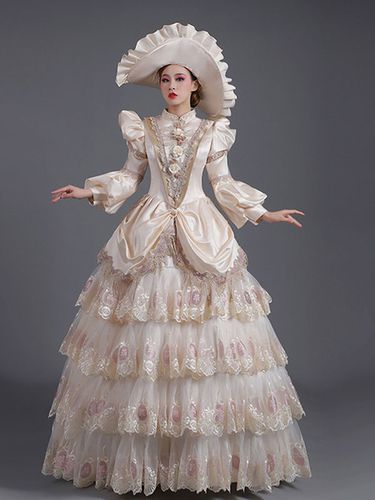 Costumi retrò Abito in poliestere di pizzo Tunica da donna in stile europeo Costume Marie Antoinette Abbigliamento vintage - milanoo.com - Modalova