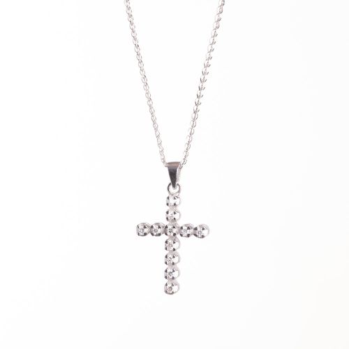 Collana con Pendente Croce in Oro Bianco con Diamanti - 2612348 - Toscano Gioielli - Modalova