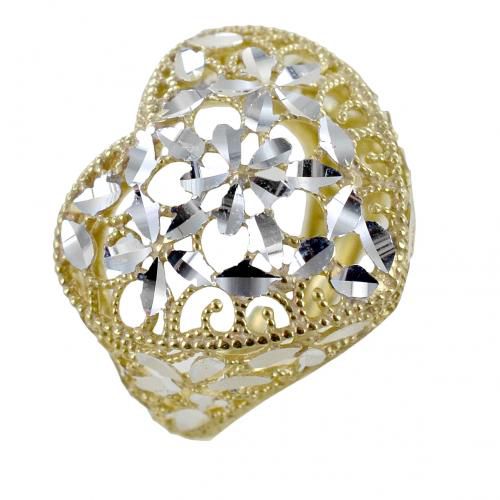 Anello con cuore scintillante in argento dorato e silver - cappagli charme - Modalova