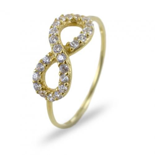Anello in oro con infinito traforato e zirconi bianchi - cappagli gioielli - Modalova