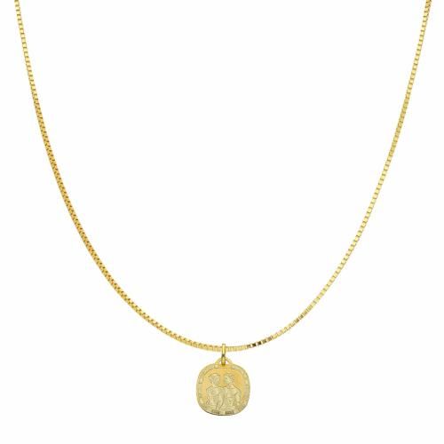 Collana con ciondolo segno zodiacale gemelli in oro giallo - cappagli gioielli - Modalova