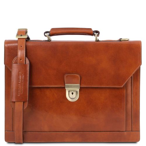 Cartella in pelle 3 scomparti Miele - Tuscany Leather - Modalova