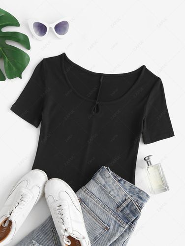 T-Shirt a Costine in Tinta Unita - ZAFUL - Modalova