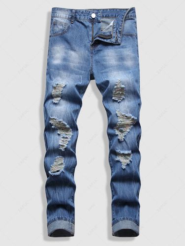 Jeans Strappati a Lavaggio Slavato - ZAFUL - Modalova