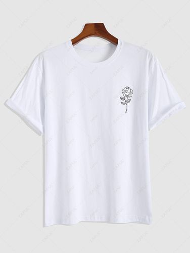 T-Shirt Stampata Rose con Maniche Corte - ZAFUL - Modalova