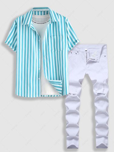 Jeans Strappati a Righe Verticali - ZAFUL - Modalova