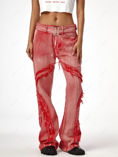 Jeans Sfilacciati a Vita Bassa con Cintura - ZAFUL - Modalova