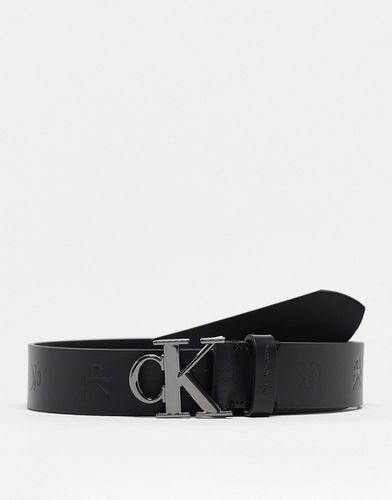 Cintura nera con fibbia a monogramma-Nero - Calvin Klein Jeans - Modalova