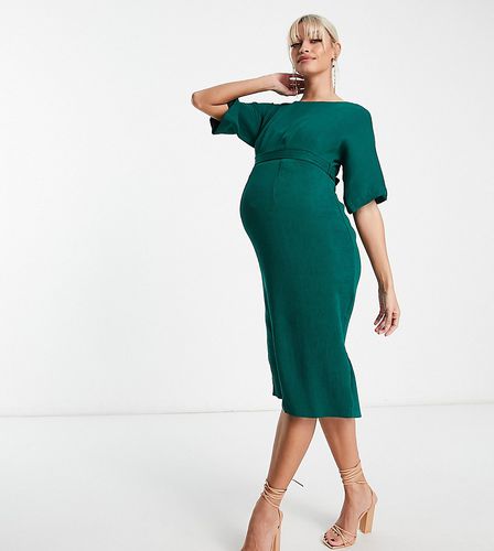 Vestito longuette a coste verde smeraldo - Closet London Maternity - Modalova