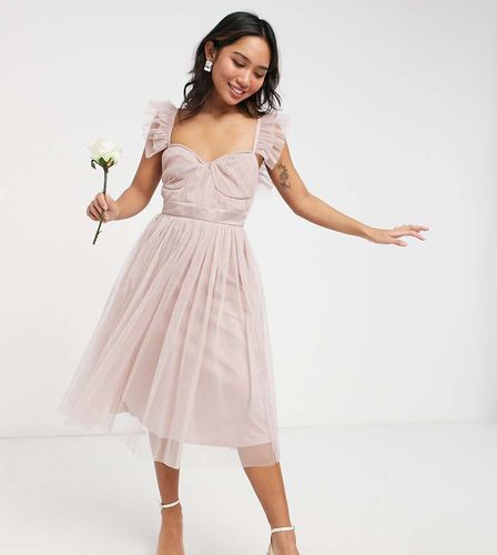 Anaya With Love Petite - Vestito da damigella midi maniche con volant in tulle - Anaya Petite - Modalova