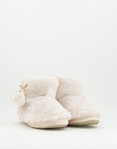 Pantofole a stivaletto in pelliccia sintetica color crema-Bianco - Accessorize - Modalova