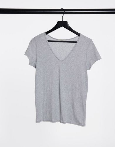 Emelyn - T-shirt con scollo a V in tessuto Tonic grigio - AllSaints - Modalova