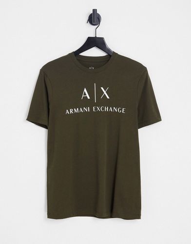 T-shirt kaki con scritta del logo-Verde - Armani Exchange - Modalova
