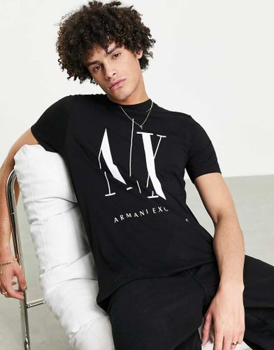 T-shirt nera con logo-Nero - Armani Exchange - Modalova