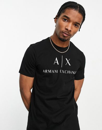 T-shirt nera con scritta del logo-Nero - Armani Exchange - Modalova