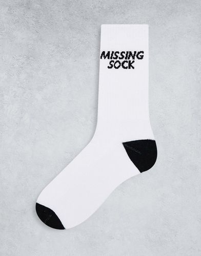 Calzini sportivi bianchi con scritta "Missing sock"-Bianco - ASOS DESIGN - Modalova
