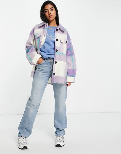 Camicia giacca lunga oversize lilla a quadri-Viola - ASOS DESIGN - Modalova