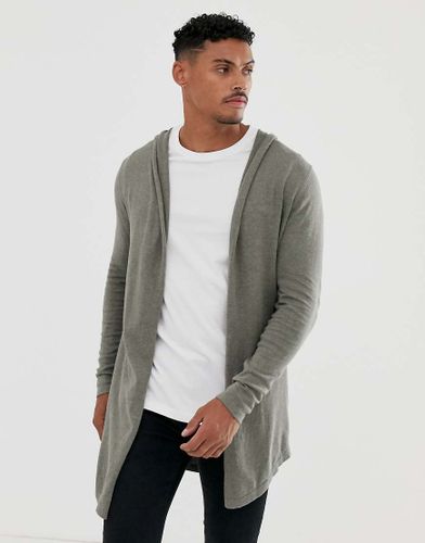 Cardigan aperto con cappuccio e fondo arrotondato kaki-Marrone - ASOS DESIGN - Modalova