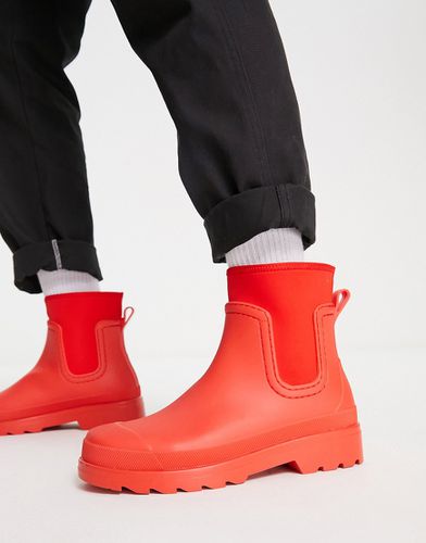 Chelsea - Stivali da pioggia con dettaglio in tessuto scuba rossi-Rosso - ASOS DESIGN - Modalova