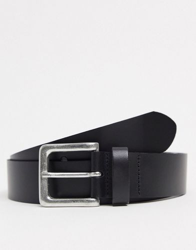 Cintura larga in pelle nera con fibbia argento brunito - ASOS DESIGN - Modalova