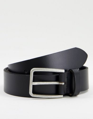 Cintura sottile in pelle nera con fibbia quadrata argento - ASOS DESIGN - Modalova