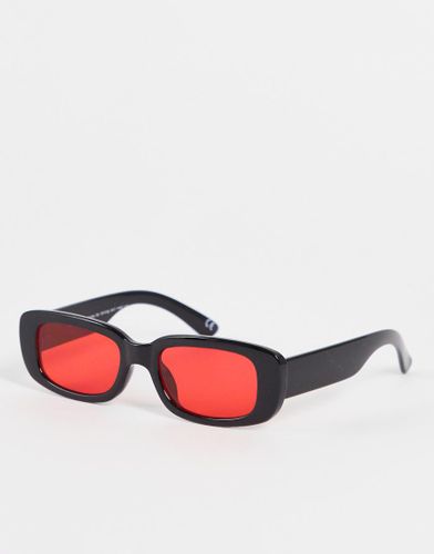 Occhiali da sole medi rettangolari neri con lenti rosse - BLACK-Nero - ASOS DESIGN - Modalova