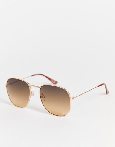 Occhiali da sole rotondi angolari in metallo con lenti marroni-Oro - ASOS DESIGN - Modalova