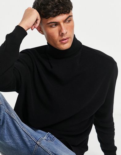 Maglione oversize leggero con collo alto nero a coste - ASOS DESIGN - Modalova