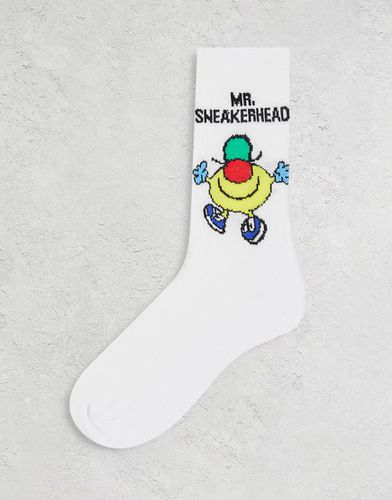 Mr Men Sneakerhead - Calzini sportivi con scritta, colore bianco - ASOS DESIGN - Modalova