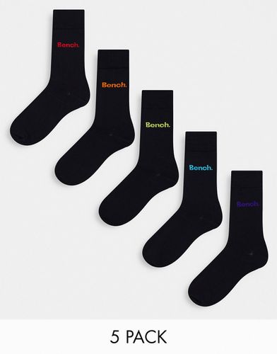 Confezione da 5 paia di calzini neri con ricamo - Bench - Modalova