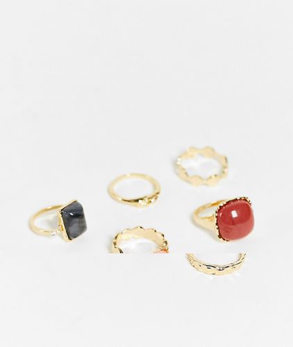 Confezione multipack di anelli oro con pietra-Multicolore - Glamorous - Modalova