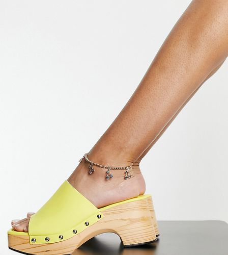 Sandali sabot stile zoccoli color lime con tacco medio e pianta larga-Verde - Glamorous Wide Fit - Modalova