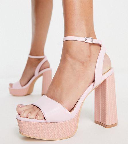 Sandali stile espadrilles con plateau e tacco rosa confetto - Glamorous Wide Fit - Modalova