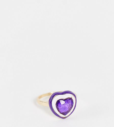 DesignB Curve - Anello con cuore smaltato con cristallo, colore - DesignB London Curve - Modalova