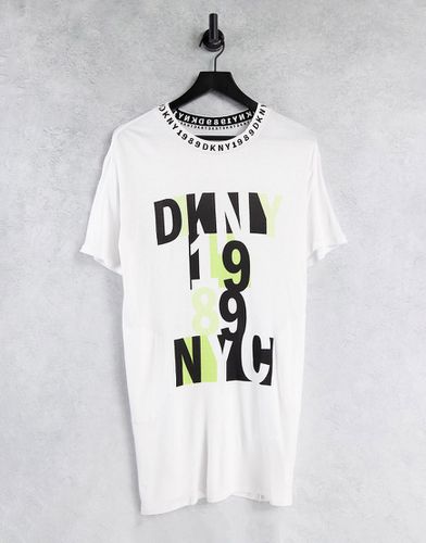Camicia da notte oversize bianca con logo - DKNY - Modalova