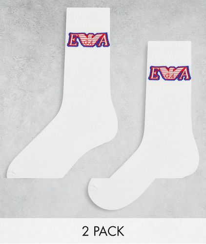 Confezione da 2 paia di calzini sportivi bianchi-Bianco - Emporio Armani - Modalova