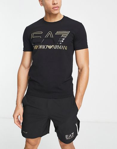 Emporio Armani - - T-shirt nera con logo oversize-Nero - EA7 - Modalova