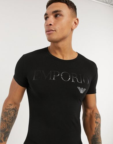Emporio Armani - T-shirt da casa nera con logo e scritta - Emporio Armani Bodywear - Modalova