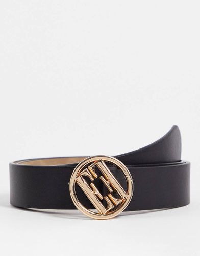Cintura nera con fibbia con logo-Nero - Elle - Modalova