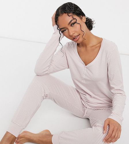 Esclusiva - Annelie - Top del pigiama a maniche lunghe in cotone rosa a righe - PINK - Lindex - Modalova