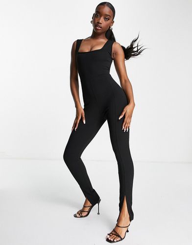 Tuta jumpsuit con scollo squadrato, colore nero - Femme Luxe - Modalova