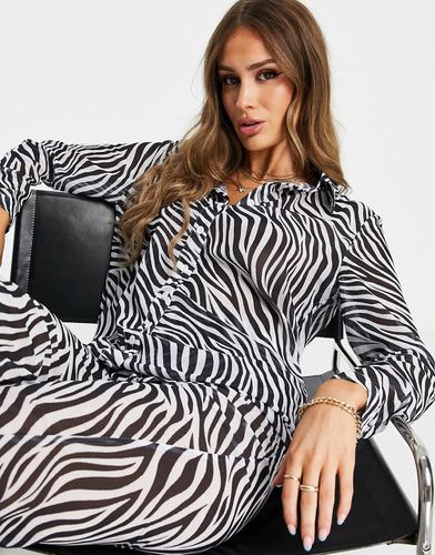 Camicia oversize zebrata in coordinato - Femme Luxe - Modalova
