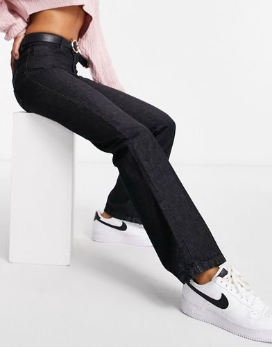 Jeans slim a zampa a vita alta nero slavato - Femme Luxe - Modalova