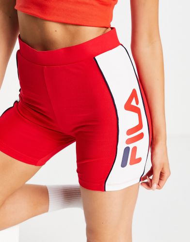 Leggings corti in rosso e bianco con logo grande - Fila - Modalova