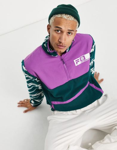 Pile verde color block con zip corta - Fila - Modalova