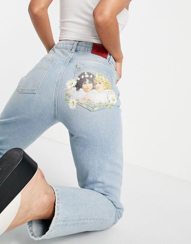 Jeans a vita alta lavaggio vintage con logo con angeli - Fiorucci - Modalova