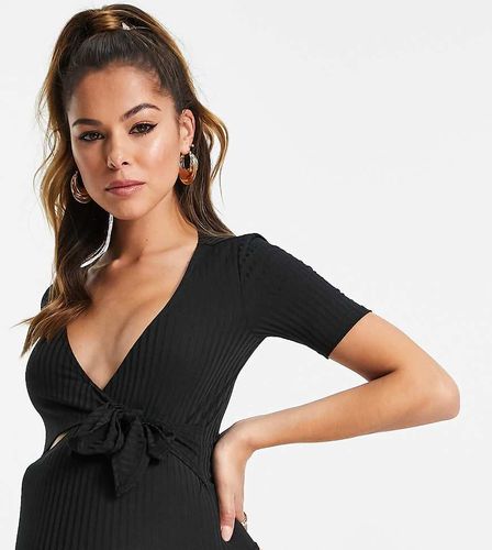 Body stile balletto a portafoglio a maniche corte a coste - Flounce London Maternity - Modalova